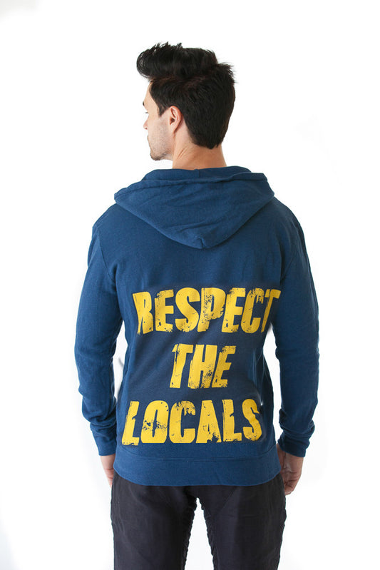 "Respect The Locals" Hoodie in Soft Blue