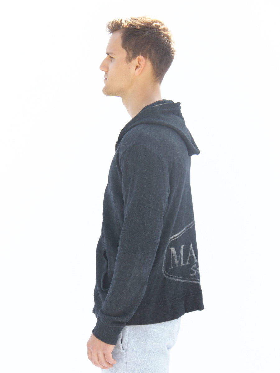 men's premium lifestyle apparel hoodie in black with white print