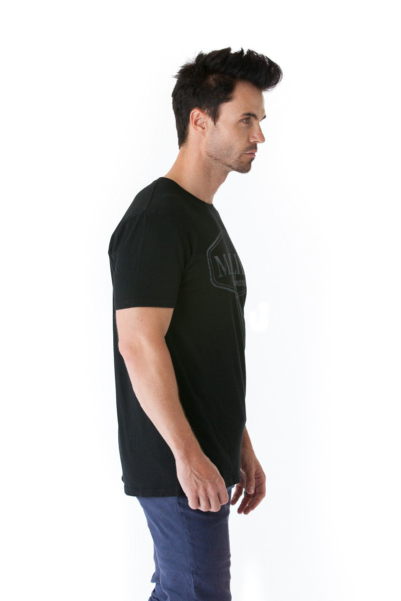 Malibu Surfboards Logo Crew Tee in Black (Grey Logo)