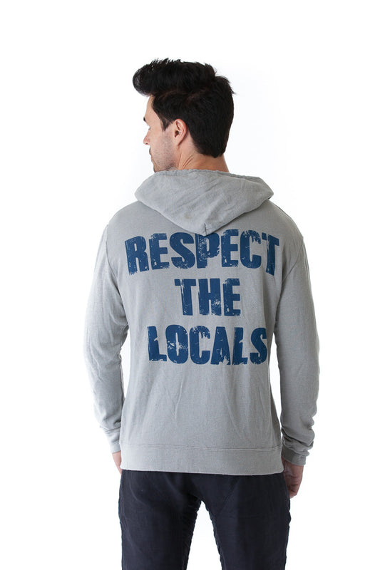 "Respect The Locals" Hoodie in Dove Grey