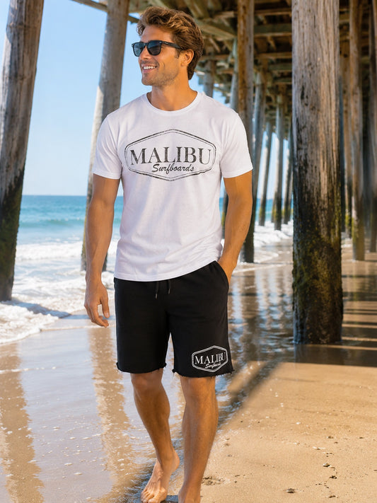Malibu Surfboards Logo Crew Tee in White
