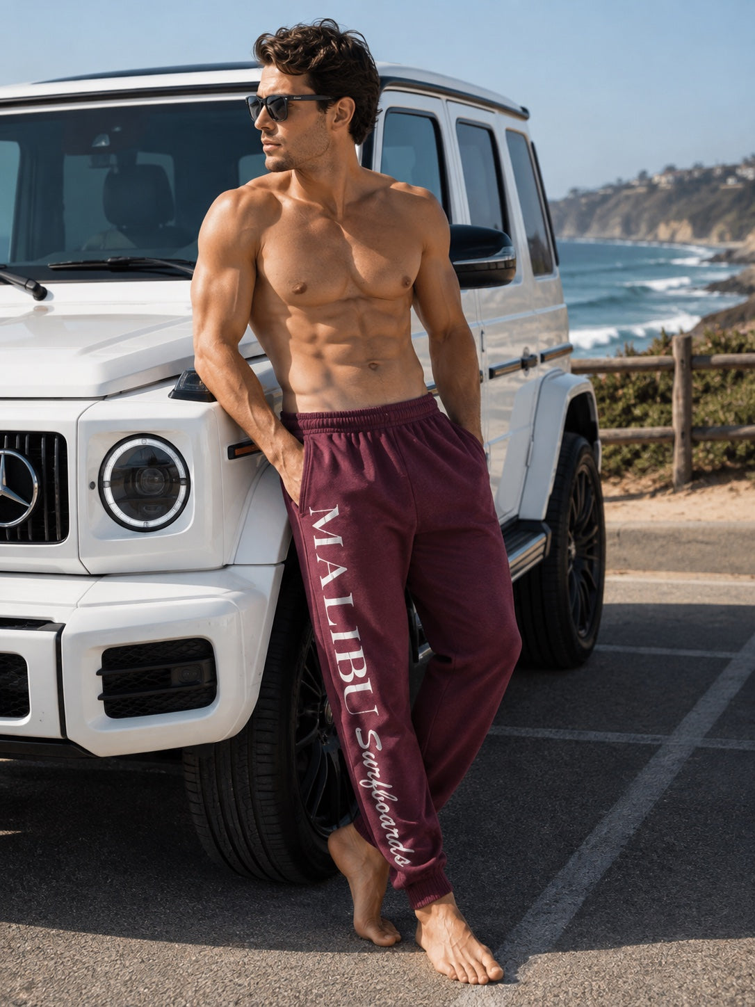 Elastic Signature Sweatpants in Burgundy