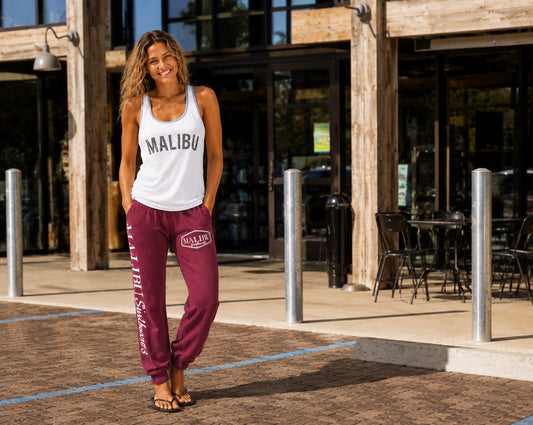 Women's Elastic Sweatpants in Burgundy