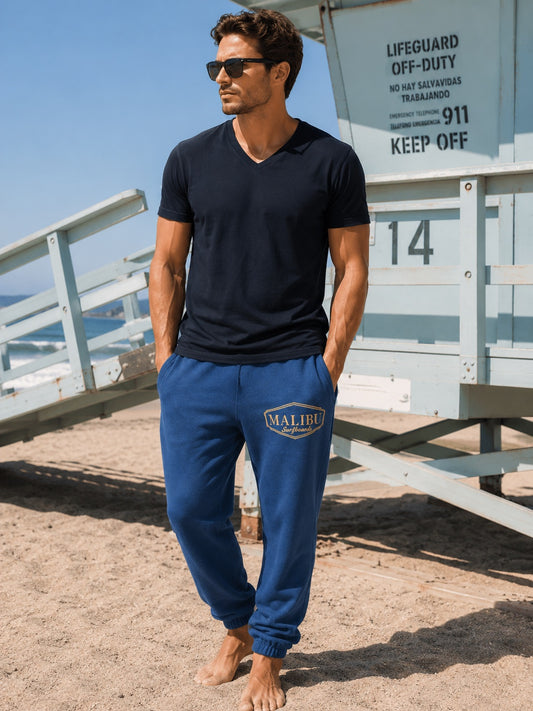 Elastic Bottom Signature Sweatpants in Dark Blue