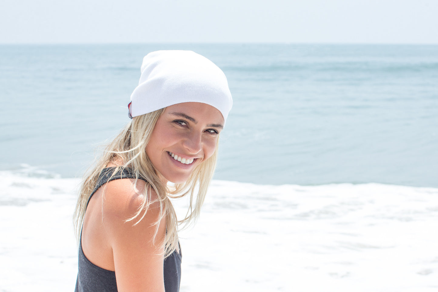 Premium Malibu Surfboards beanie in white 