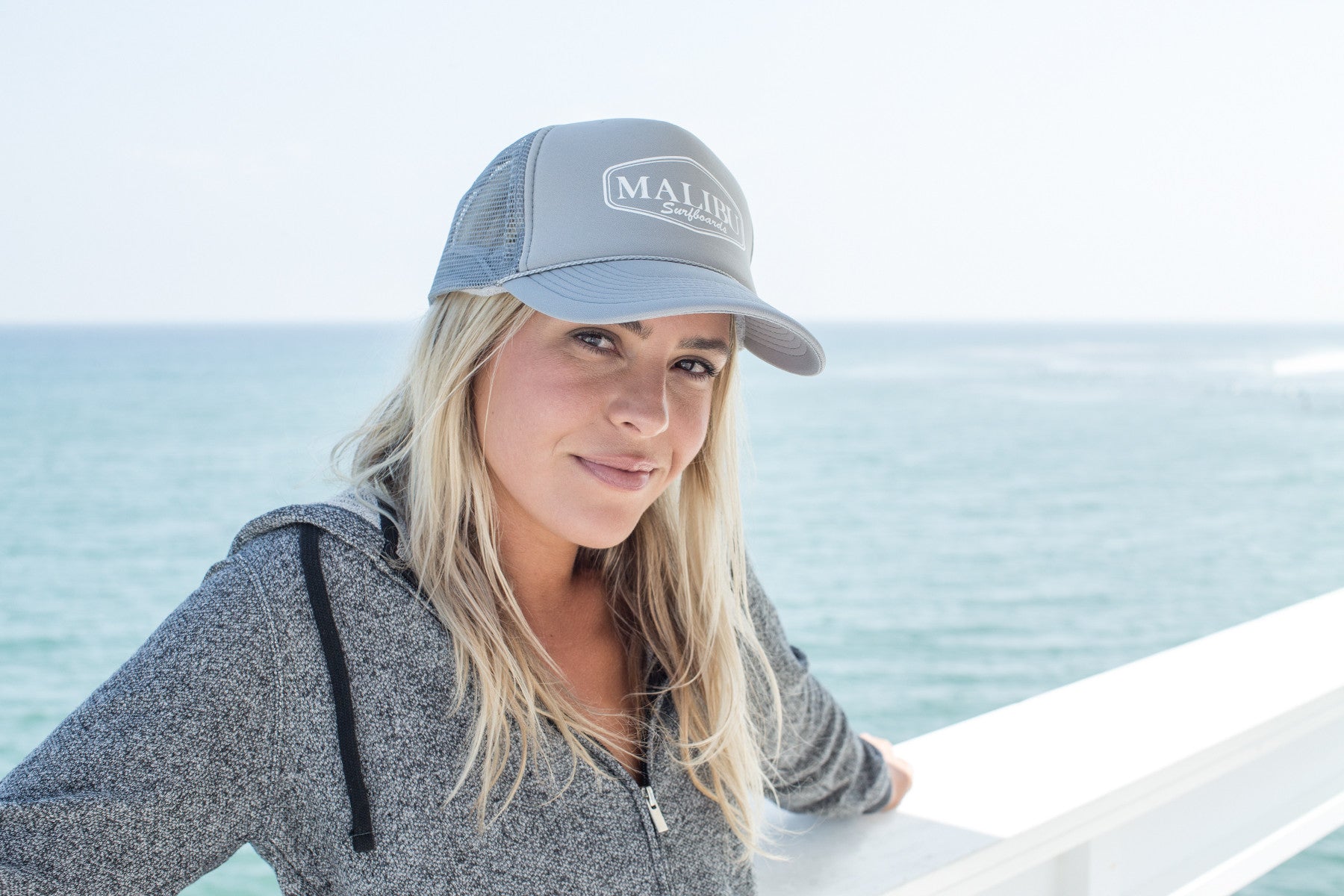 Signature hat in grey with white print 