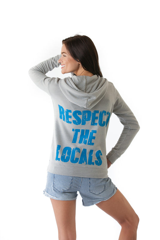 Women's Respect the Locals Hoodie in Dove Grey