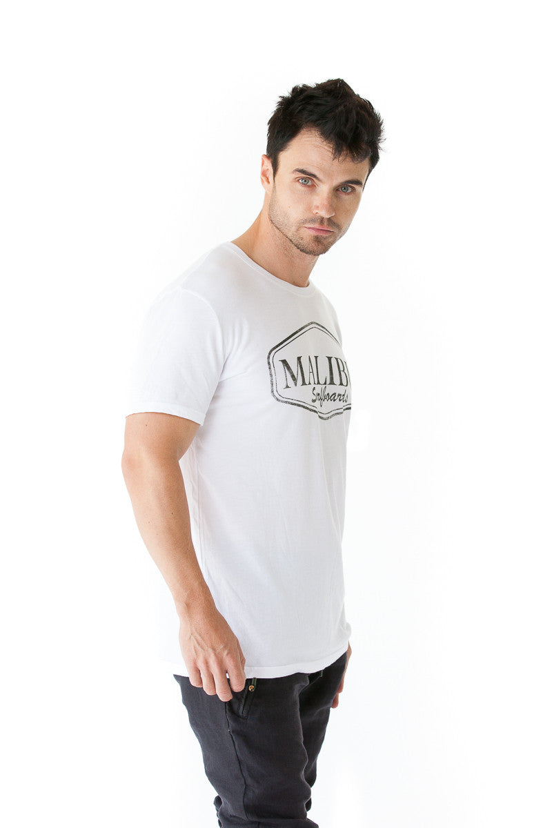 Malibu Surfboards Logo Crew Tee in White
