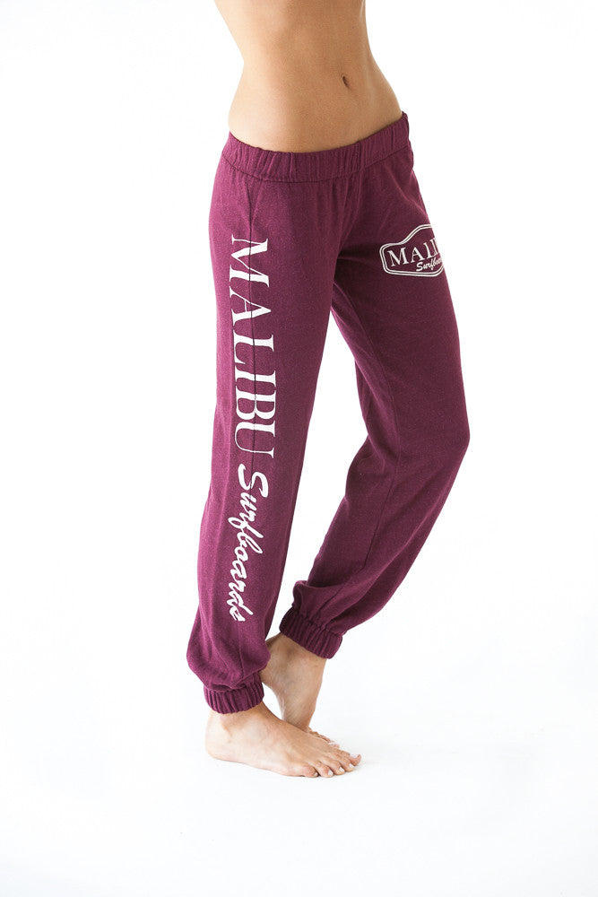 Women's Elastic Sweatpants in Burgundy