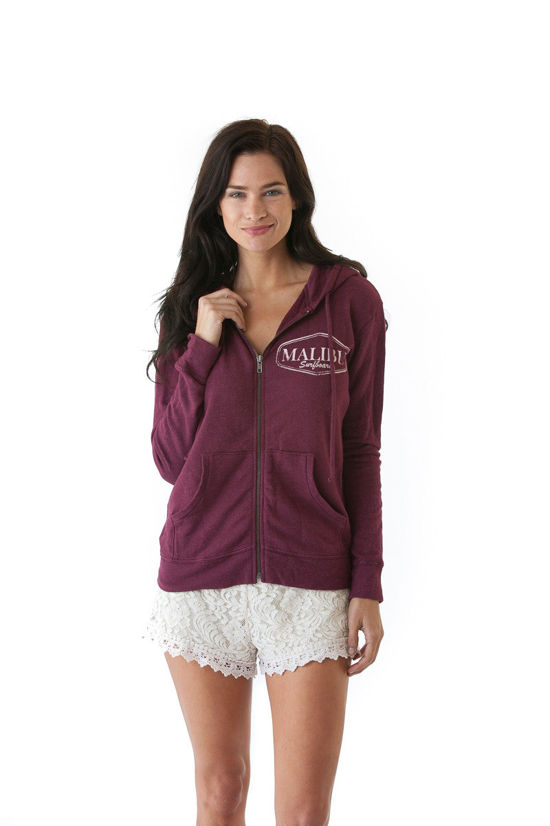 Women's Respect the Locals Hoodie in Burgundy