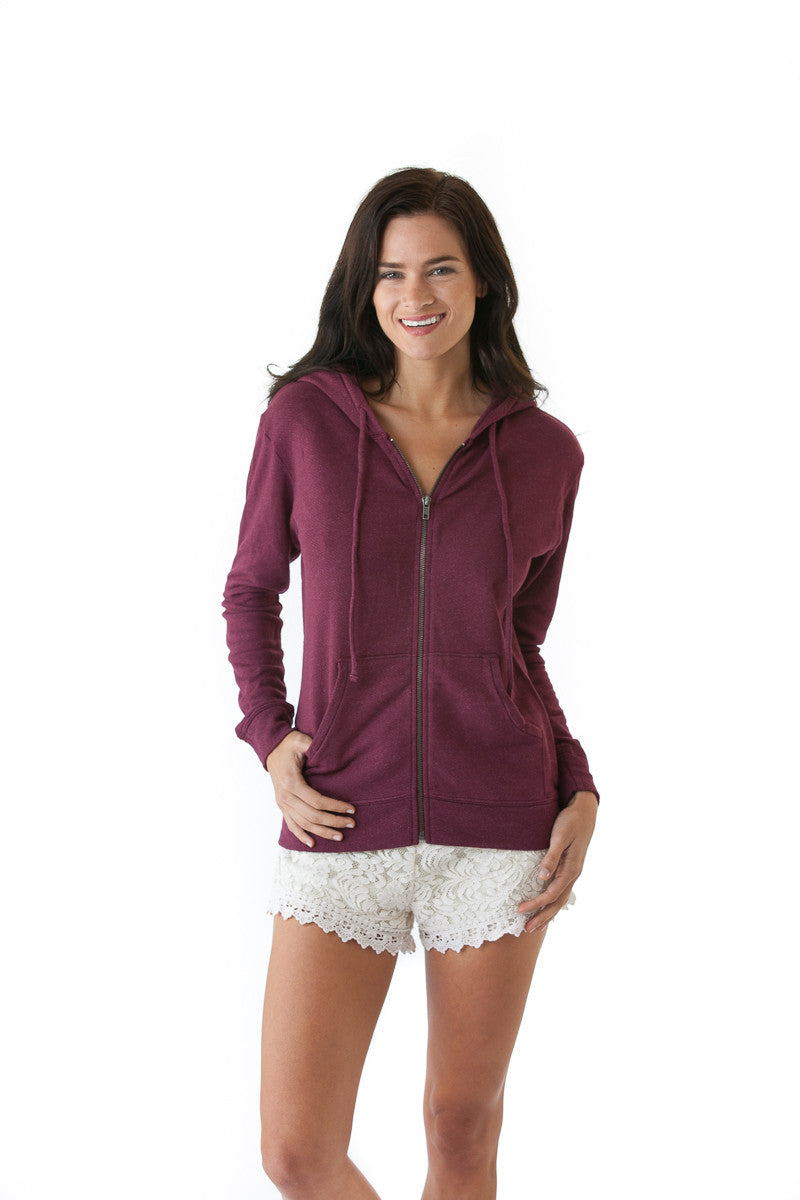 Women's Respect the Locals Hoodie in Burgundy