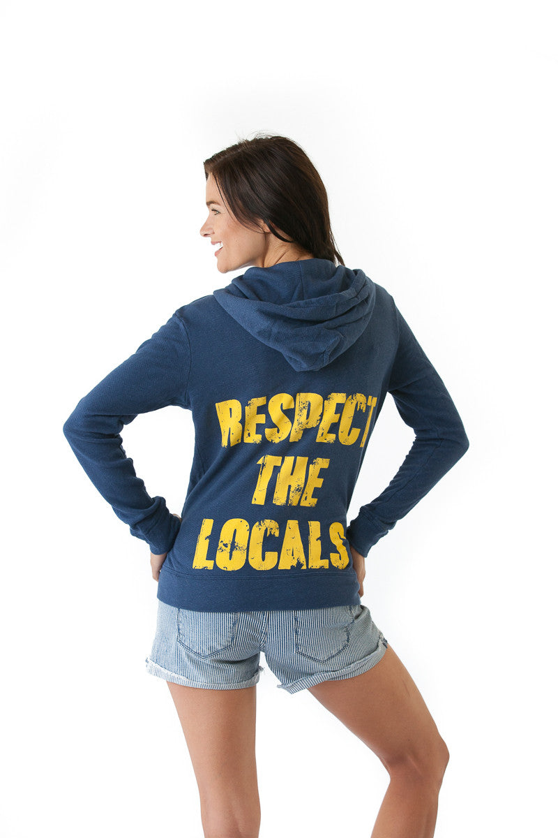 Women's Respect the Locals Hoodie in Ocean Blue